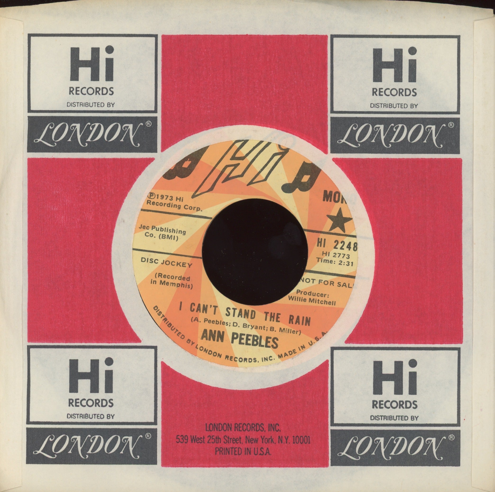Ann Peebles - I Can't Stand The Rain on Hi Promo Soul Funk 45