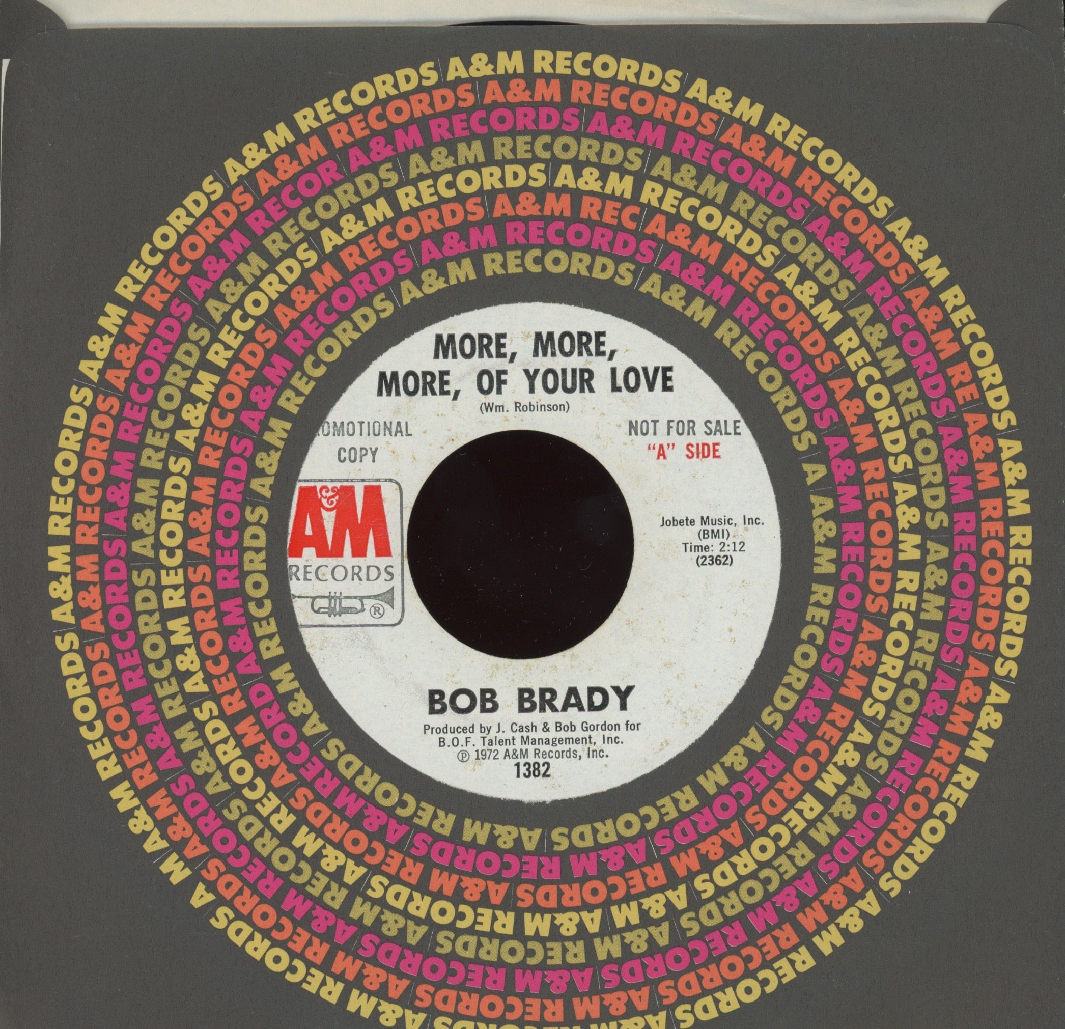 Bob Brady - More, More, More, Of Your Love on A&M Promo Northern Soul 45