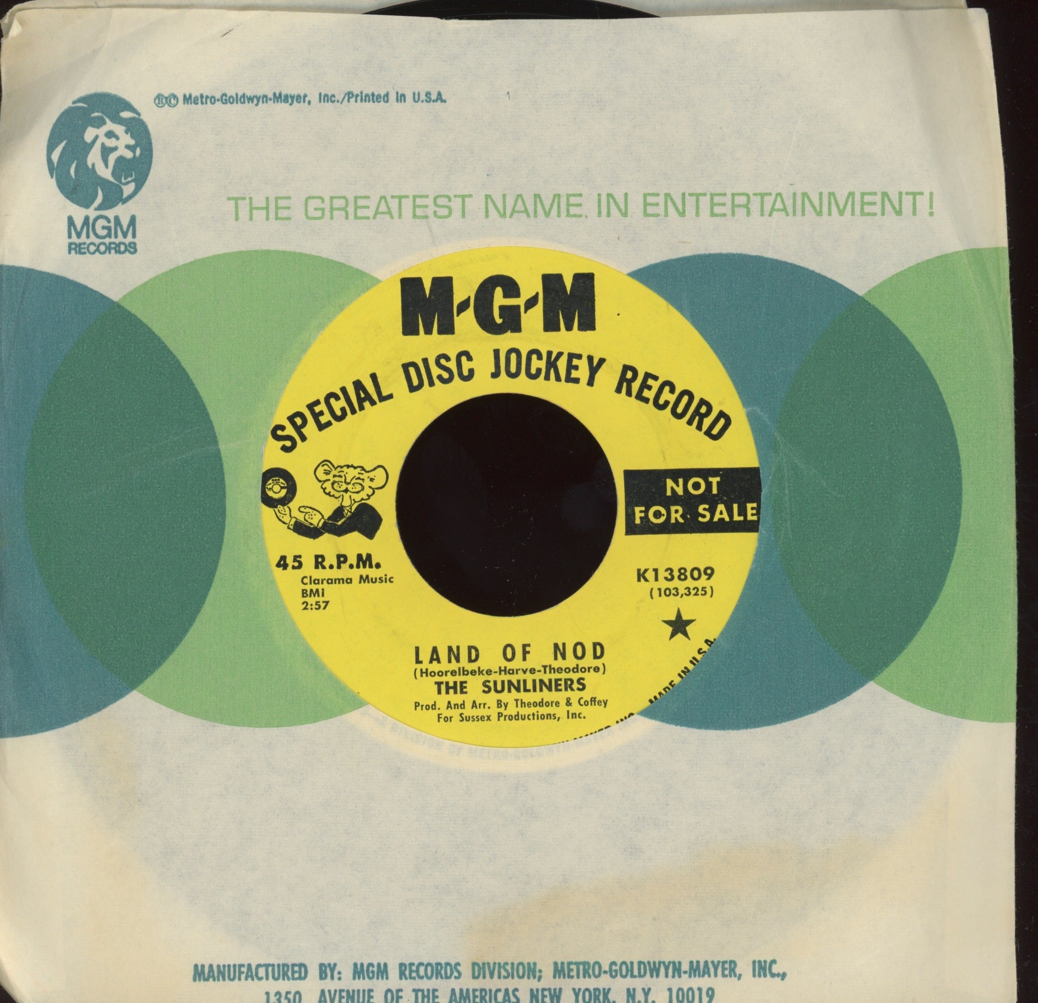 The Sunliners - Land Of Nod on MGM Promo Psych 45 Pre Rare Earth