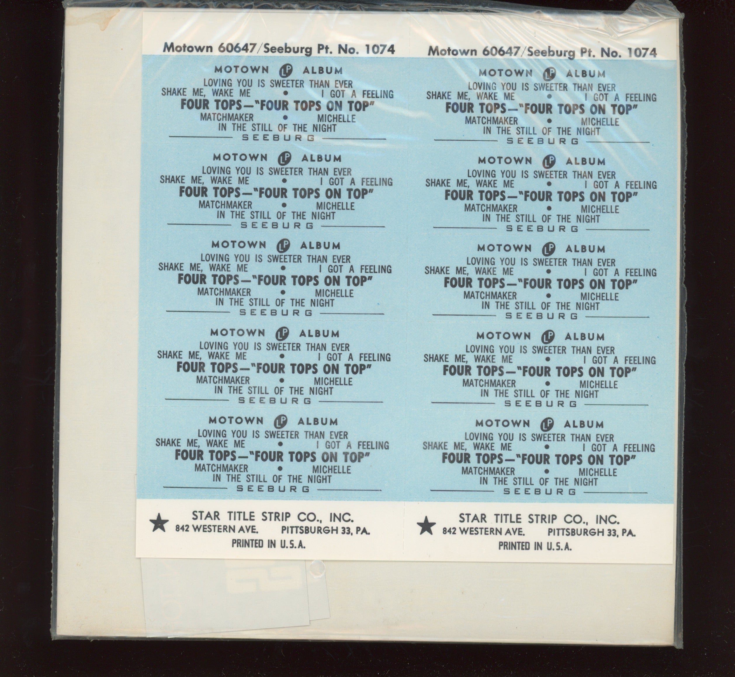 Four Tops - Four Tops On Top on Motown 60647 Soul Jukebox EP 7" Sealed