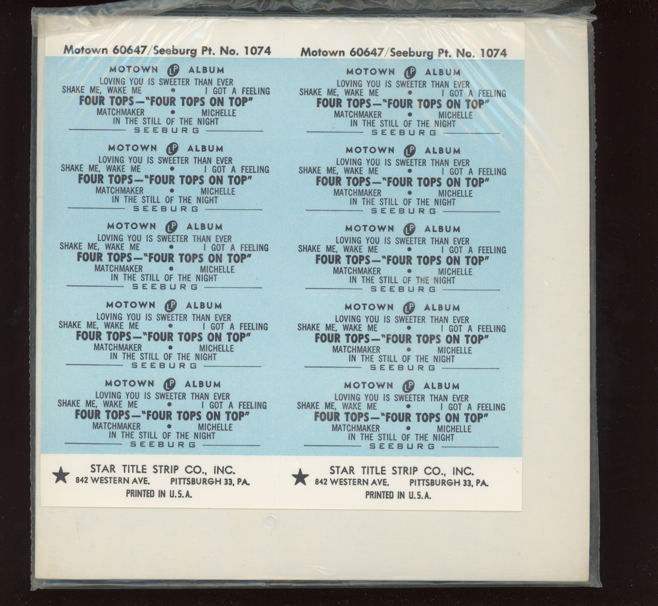 Four Tops - Four Tops On Top on Motown 60647 Soul Jukebox EP 7" Sealed