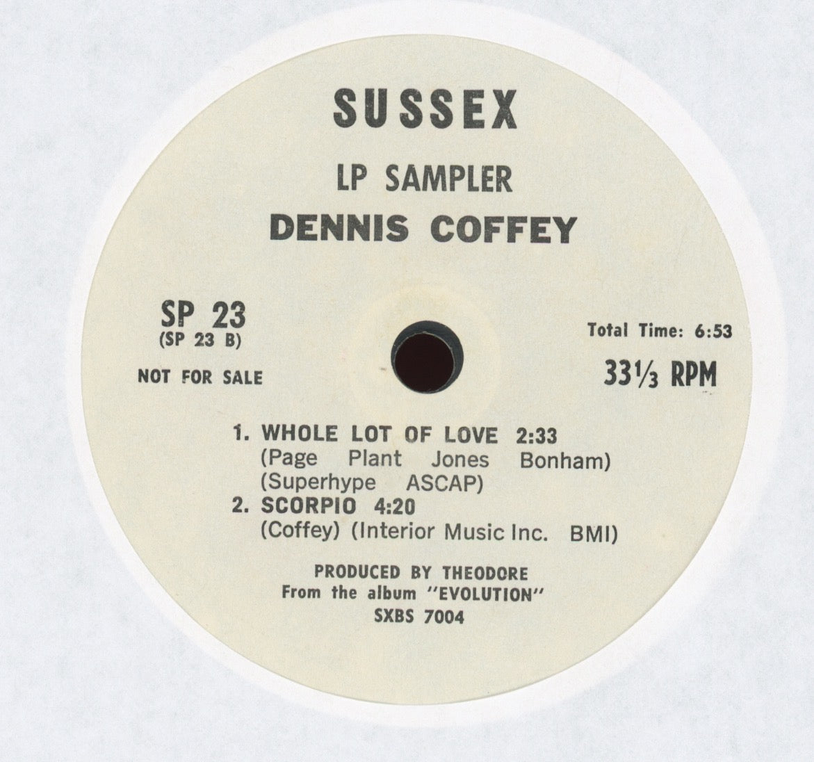 Dennis Coffey - Evolution LP Sampler Promo 7" Breaks