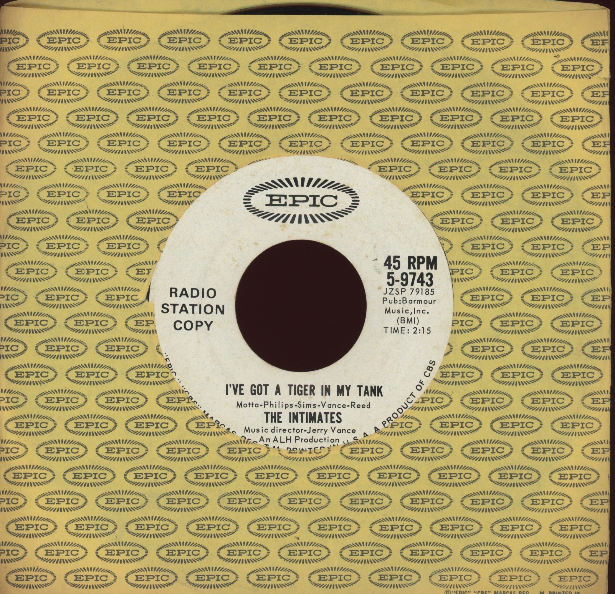 The Intimates - I've Got A Tiger In My Tank on Epic Promo Surf Hot Rod 45 Lou Reed