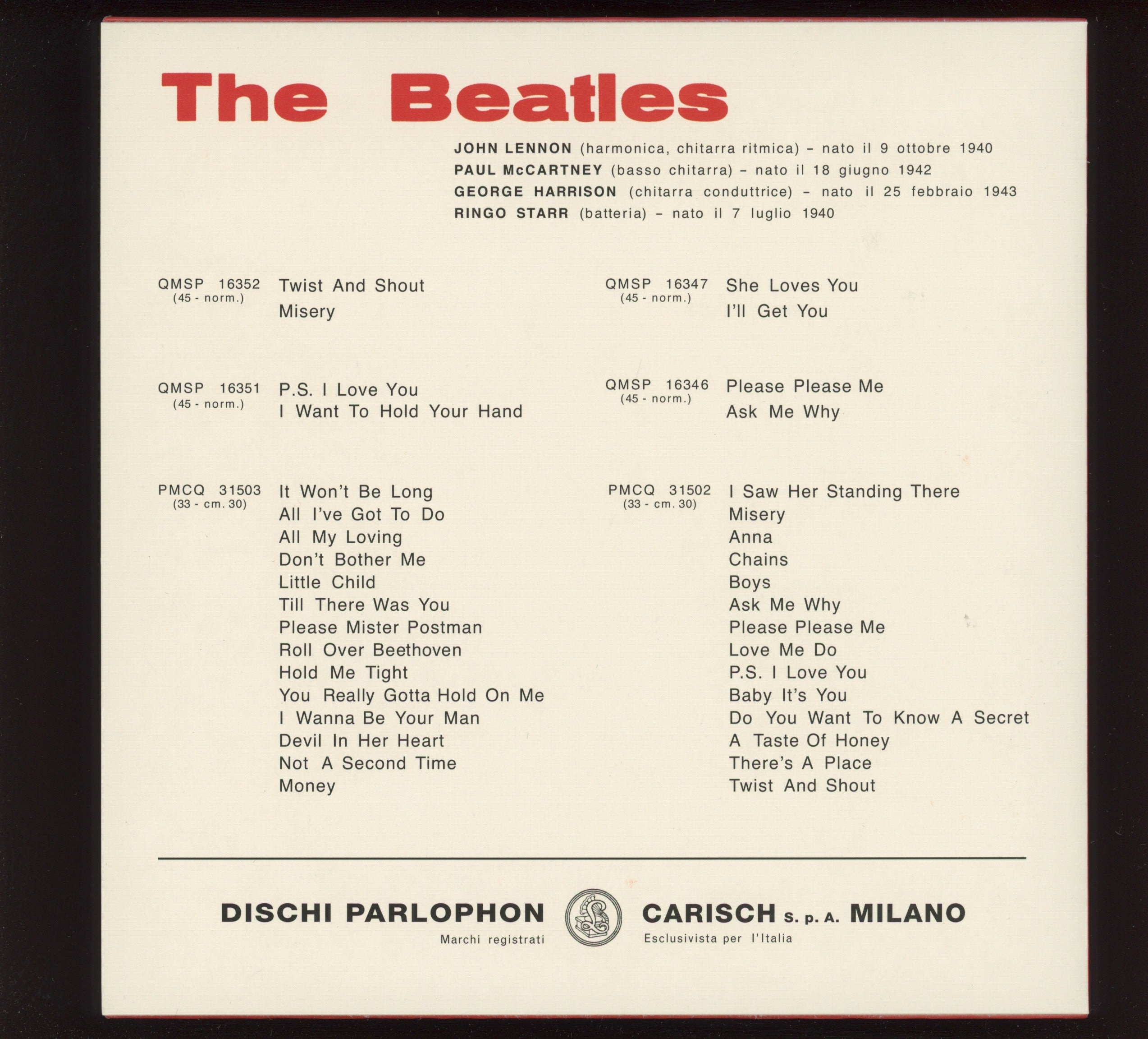 The Beatles - Please Please Me on Parlphon 7" Reissue With Picture Cover