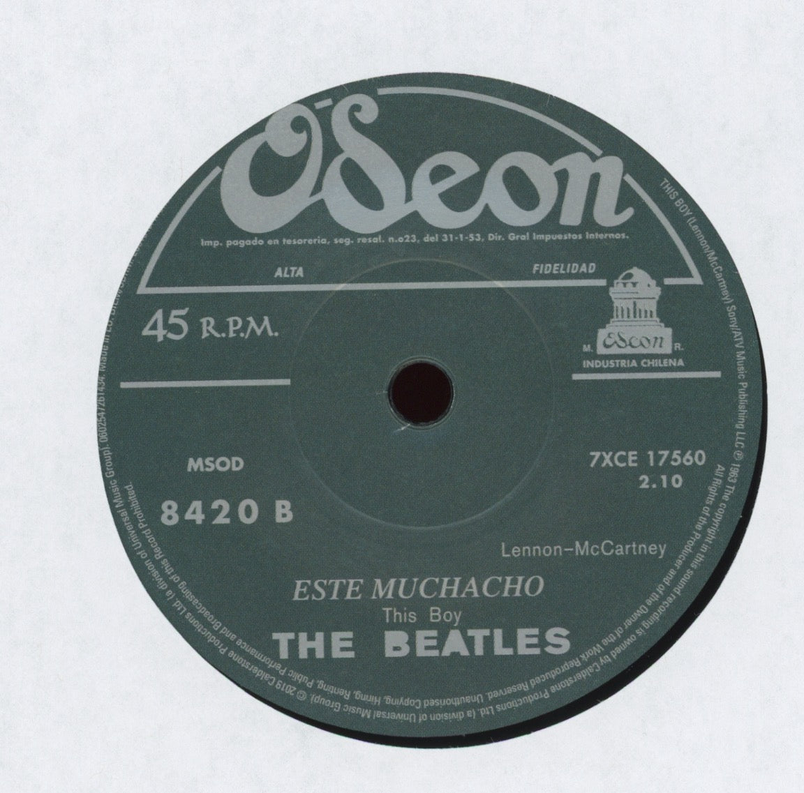 The Beatles Los Beatles - I Want To Hold Your Hand / She Loves You on Odeon 7" Reissue With Picture Cover