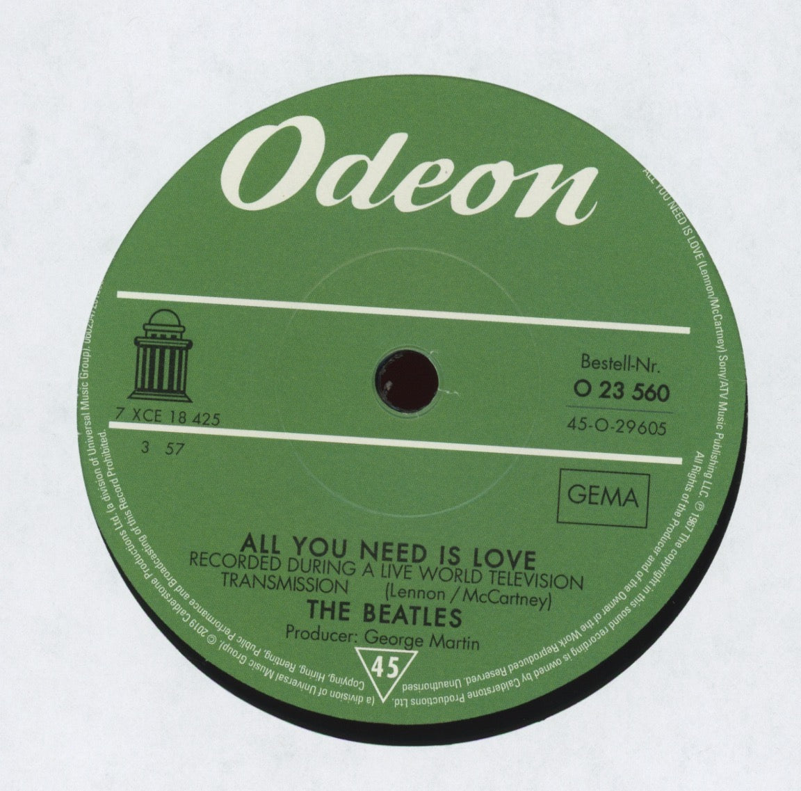 The Beatles - All You Need Is Love / Baby You`re A Rich Man on Odeon 7" Reissue With Picture Cover