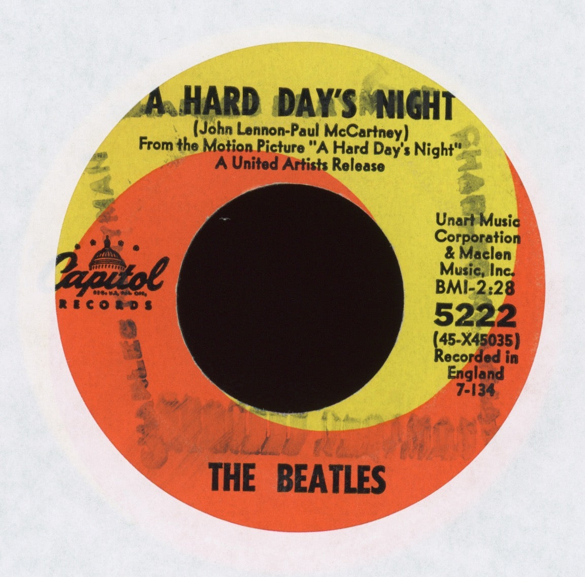 The Beatles - A Hard Day's Night on Capitol 45 With Picture Sleeve