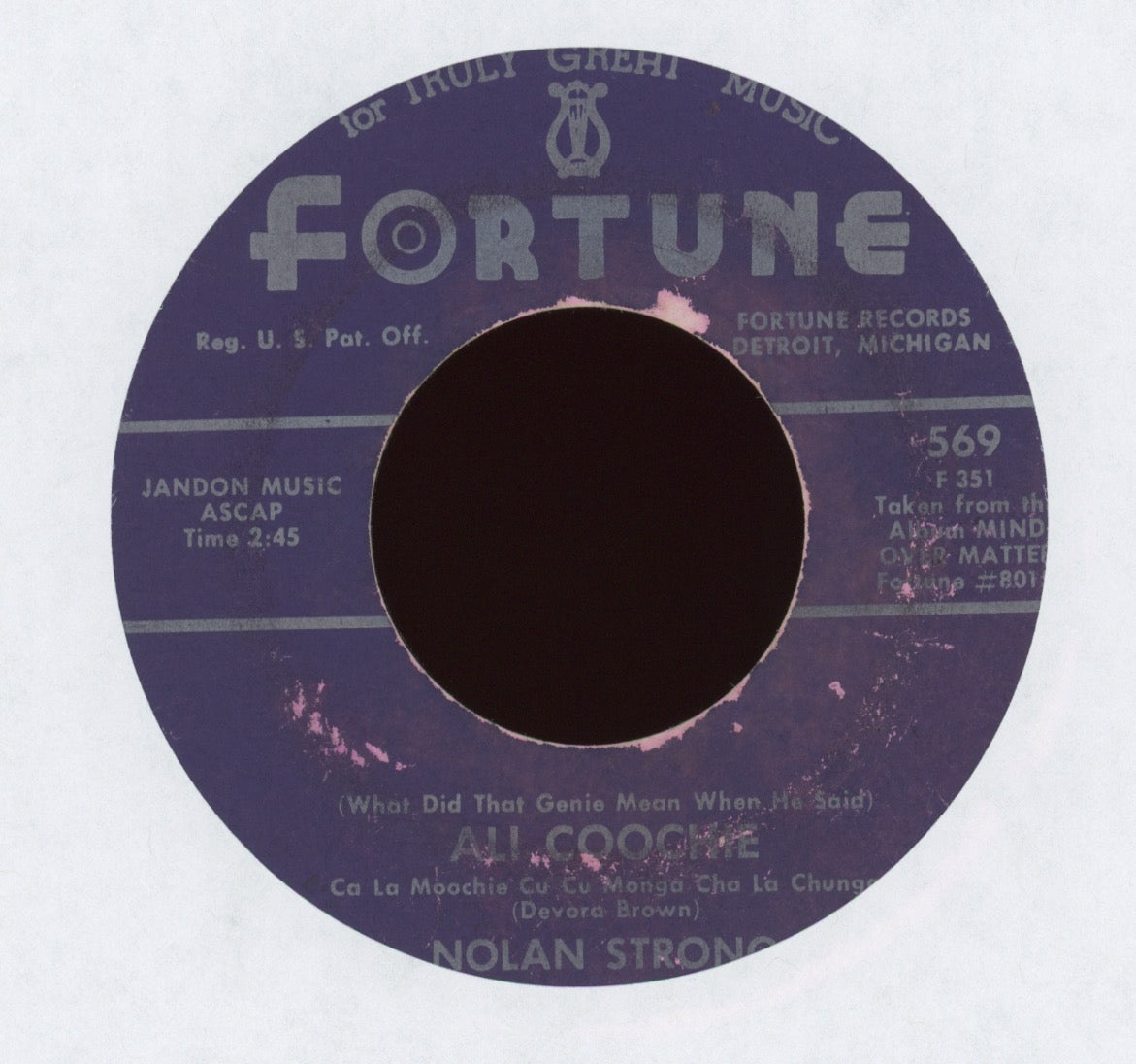 Nolan Strong -  Ali Coochie on Fortune R&B 45