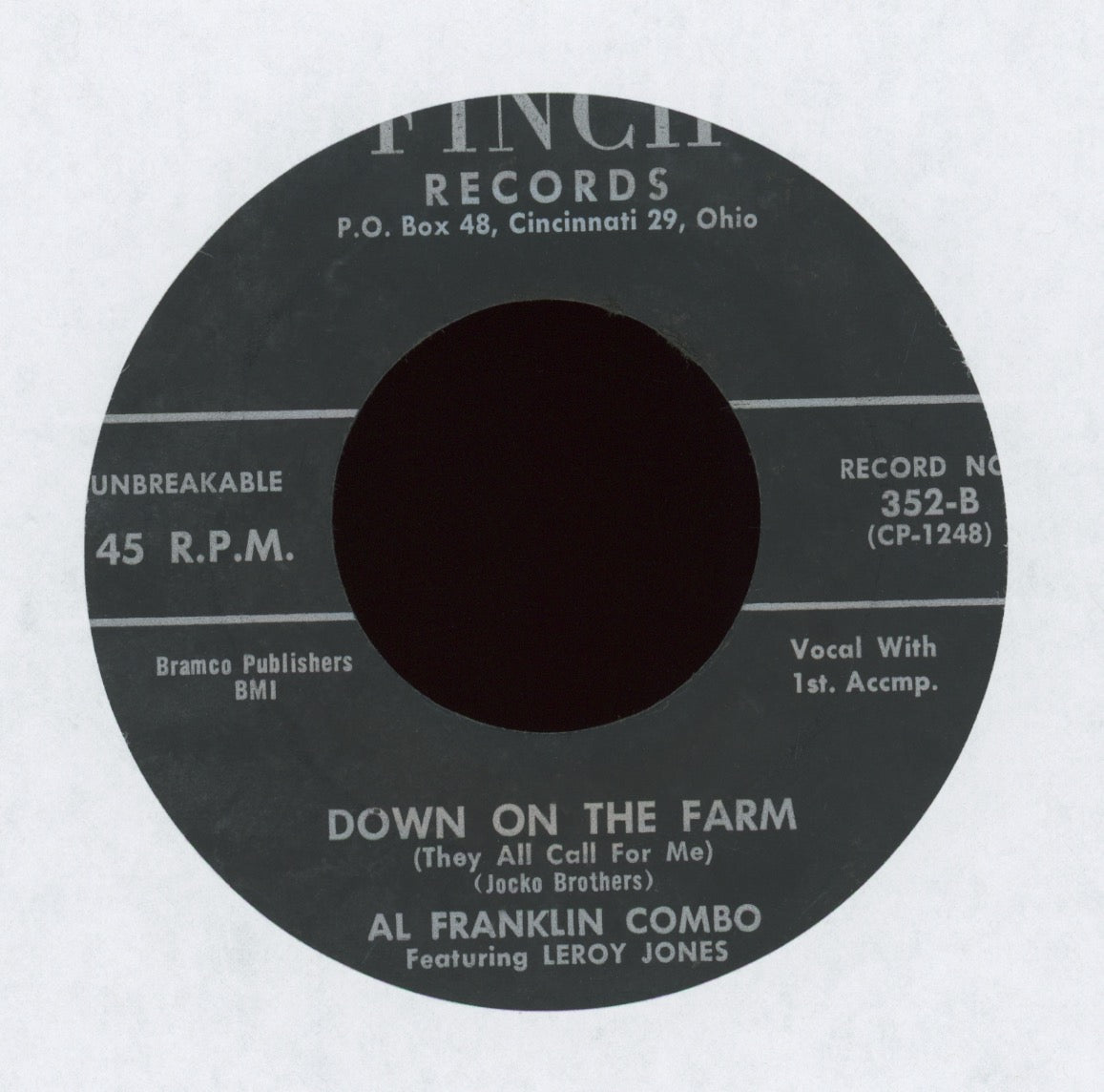 Al Franklin Combo - Down On The Farm on Finch R&B Rocker 45