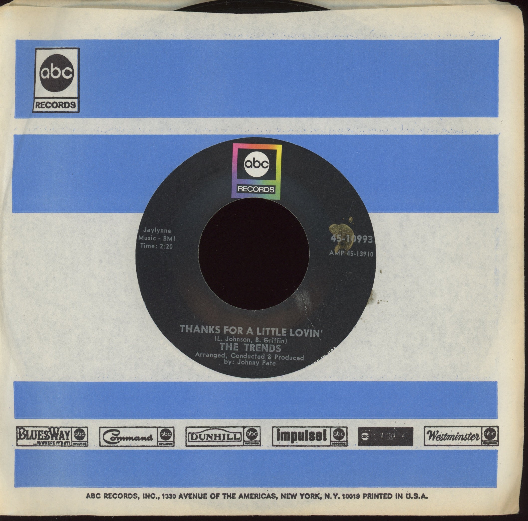 The Trends - Thanks for a Little Lovin' on ABC Rare Stock Copy Northern Soul 45