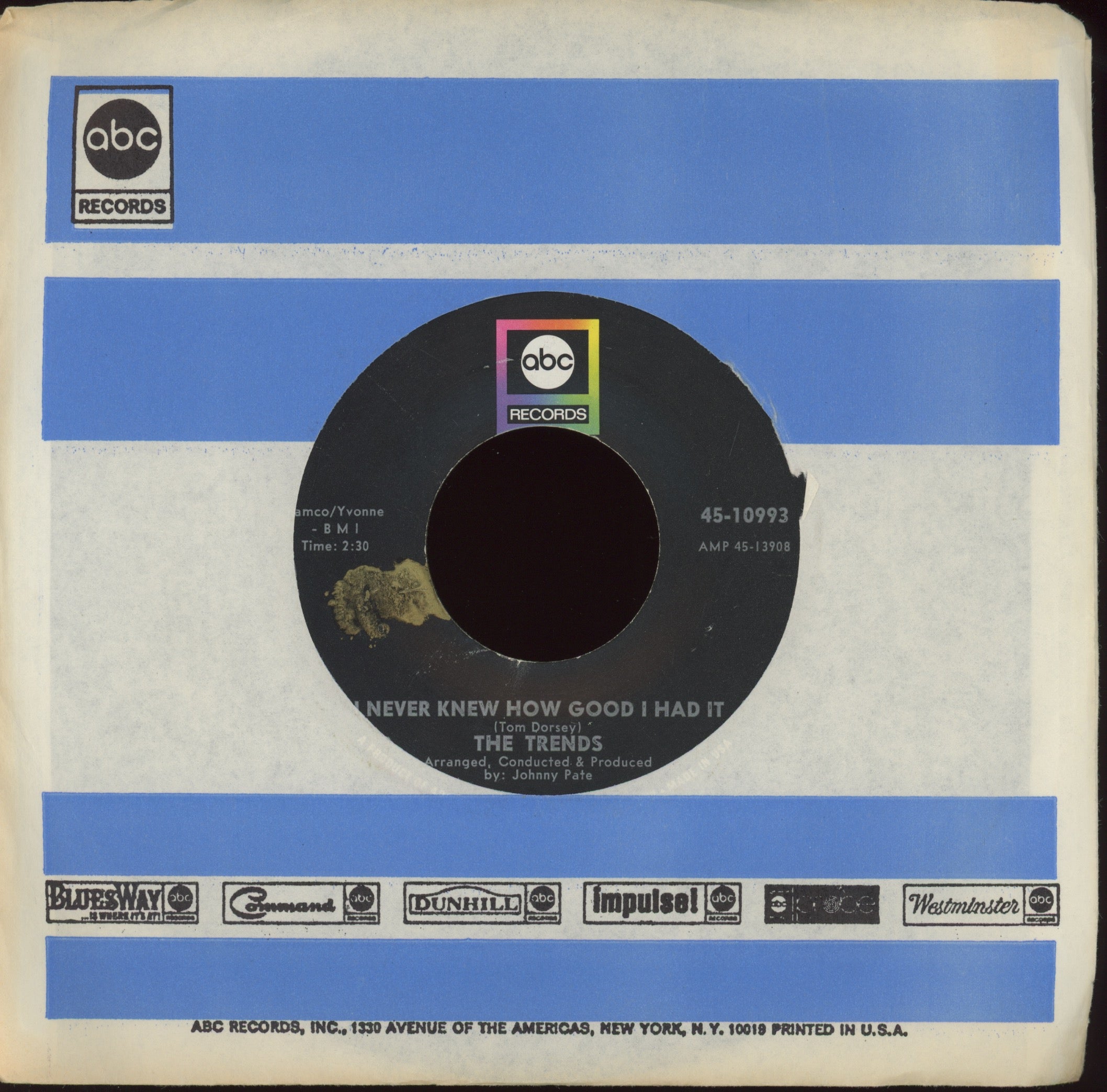 The Trends - Thanks for a Little Lovin' on ABC Rare Stock Copy Northern Soul 45