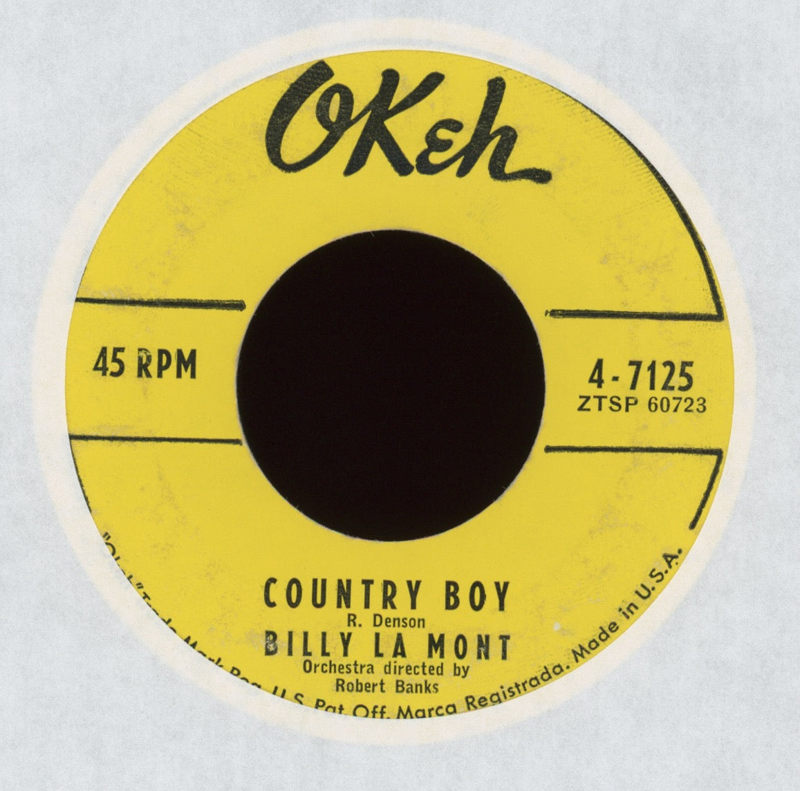 Billy Lamont - Country Boy on Okeh R&B Rocker 45