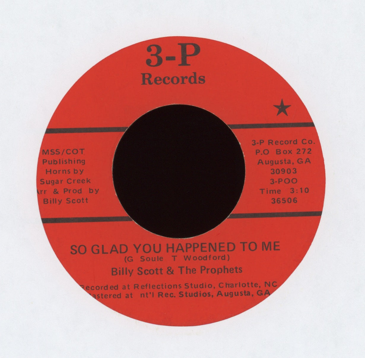 Billy Scott & The Georgia Prophets - So Glad You Happened To Me on 3-P Northern Soul 45