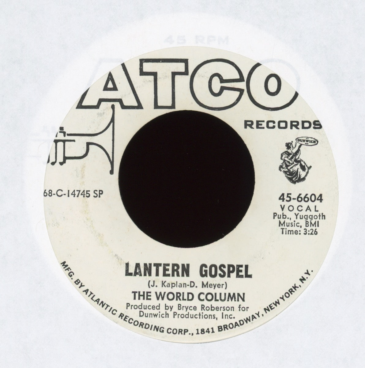 World Column - Midnite Thoughts on Atco Promo Garage Psych 45