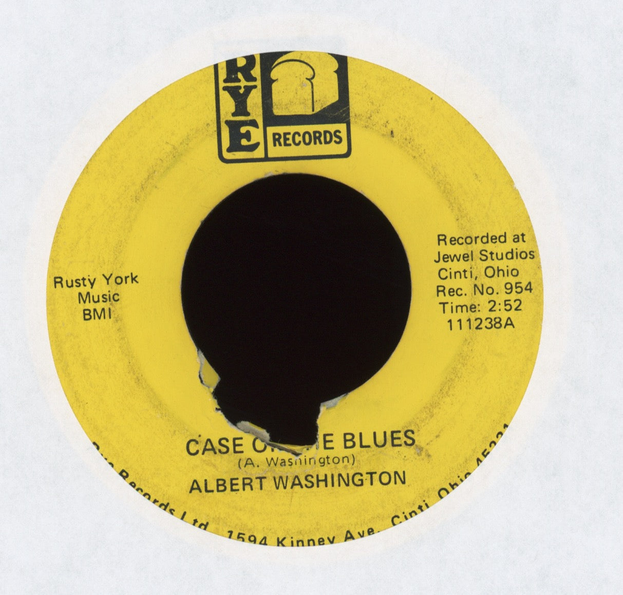 Albert Washington - Case Of The Blues on RYE Funk 45