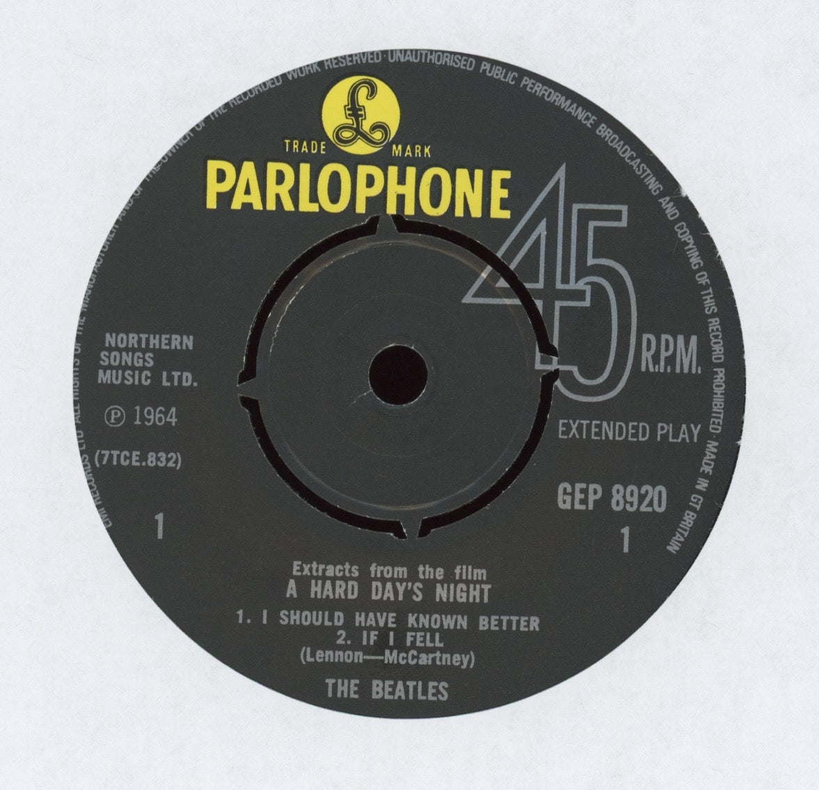The Beatles - Extracts From The Film A Hard Day's Night on Parlophone U.K. 45 With Picture Sleeve Reissue