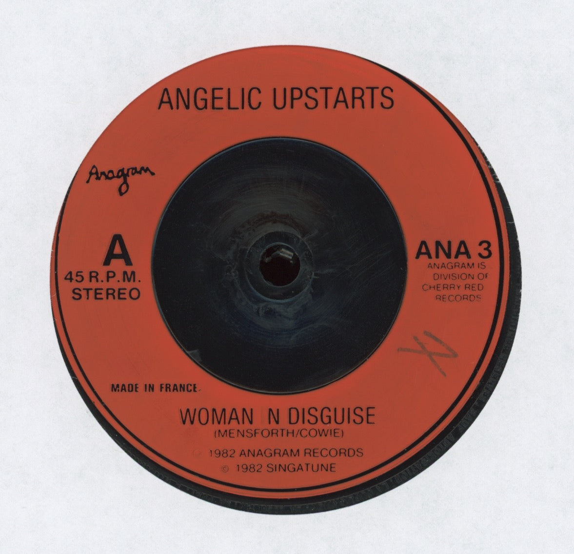 Angelic Upstarts - Woman In Disguise on Anagram U.K. 7" With Picture Sleeve