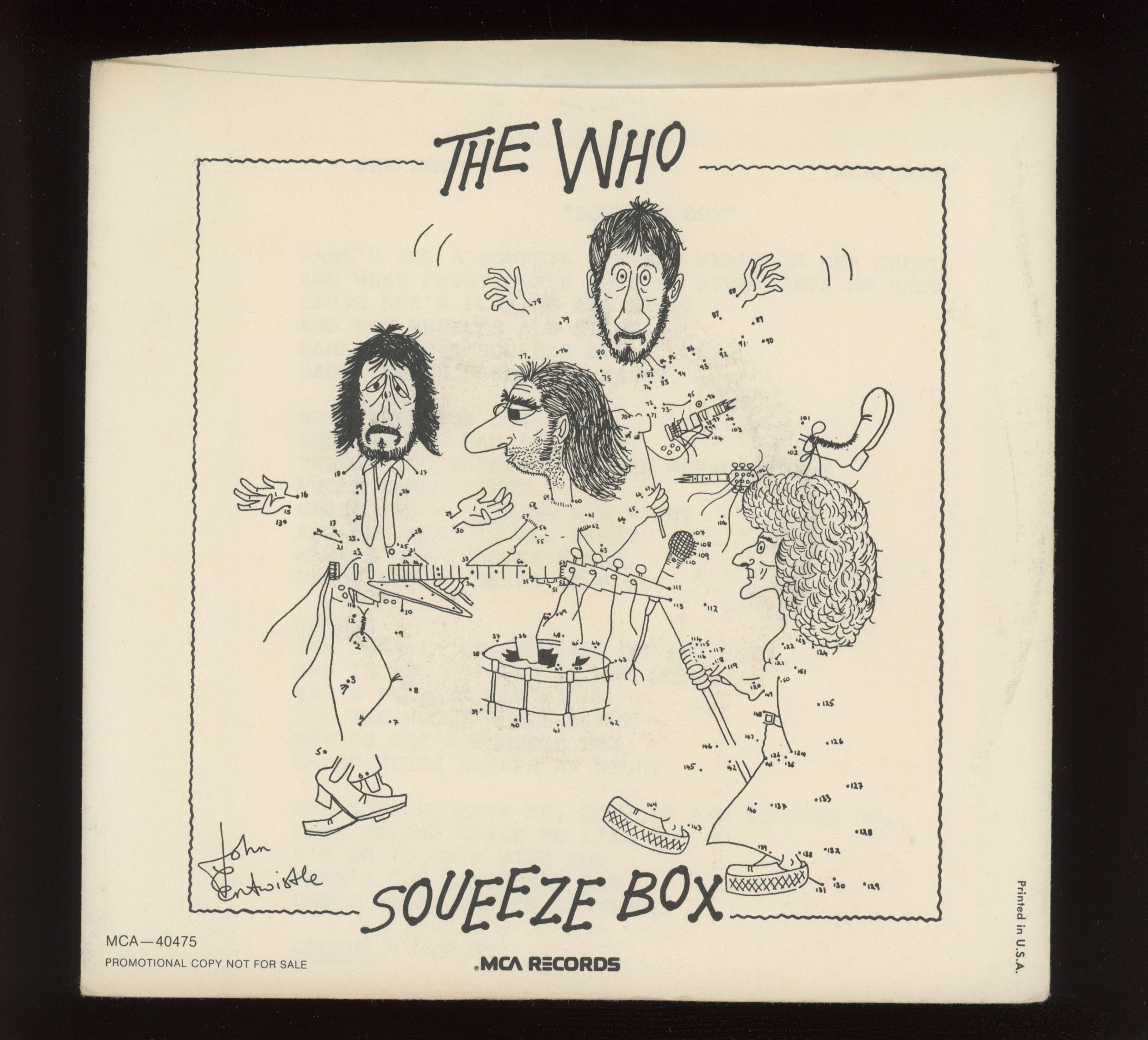 The Who - Squeeze Box on MCA Promo 45 With Picture Sleeve