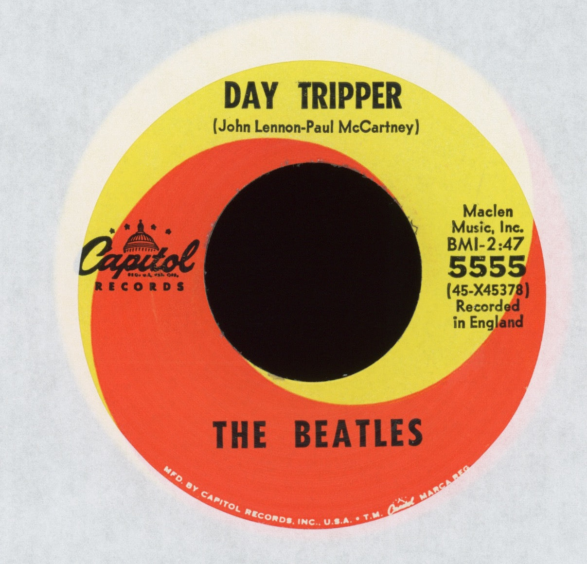 The Beatles - We Can Work It Out / Day Tripper on Capitol 45 With Picture Sleeve