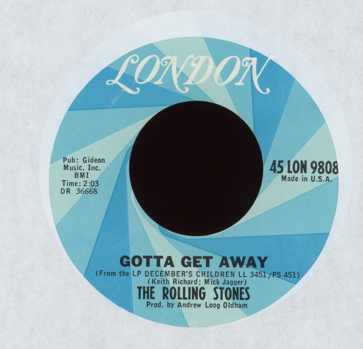 The Rolling Stones - As Tears Go By on London 45 With Picture Sleeve