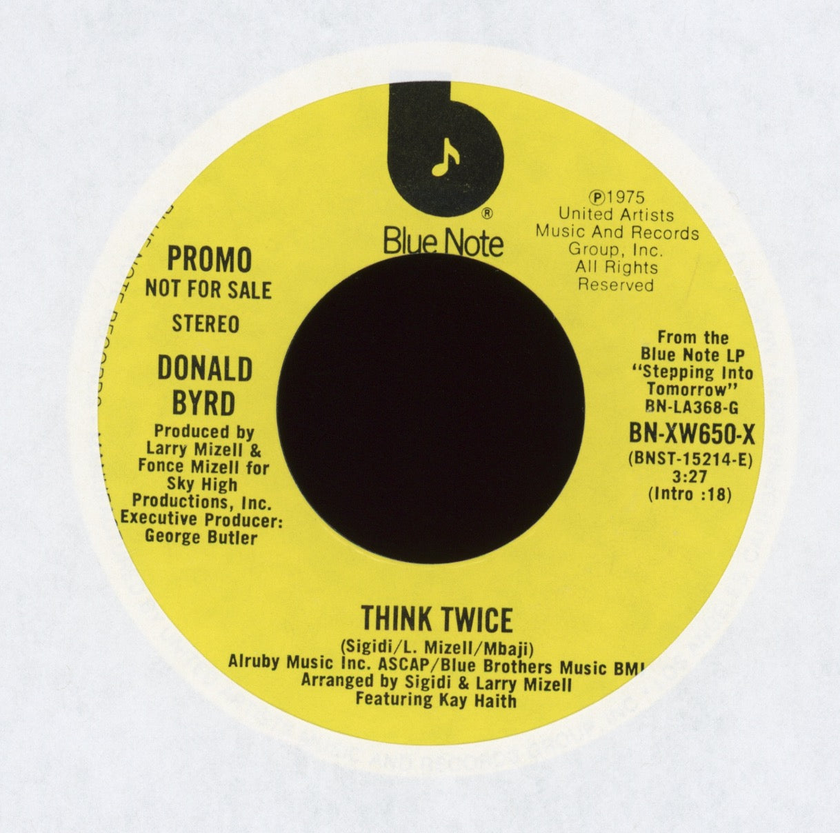 Donald Byrd - Think Twice on Blue Note Promo 70s Soul 45