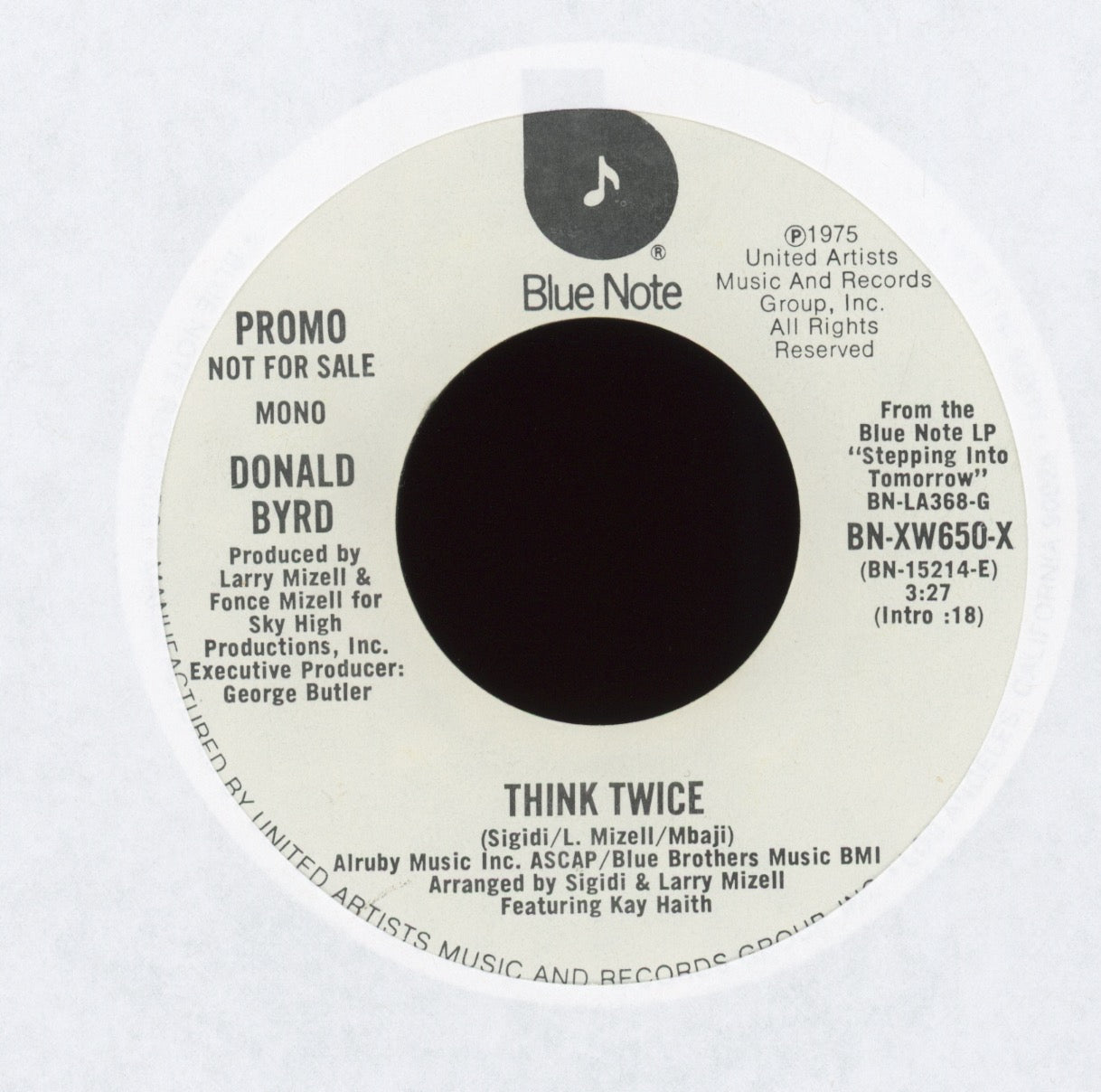 Donald Byrd - Think Twice on Blue Note Promo 70s Soul 45