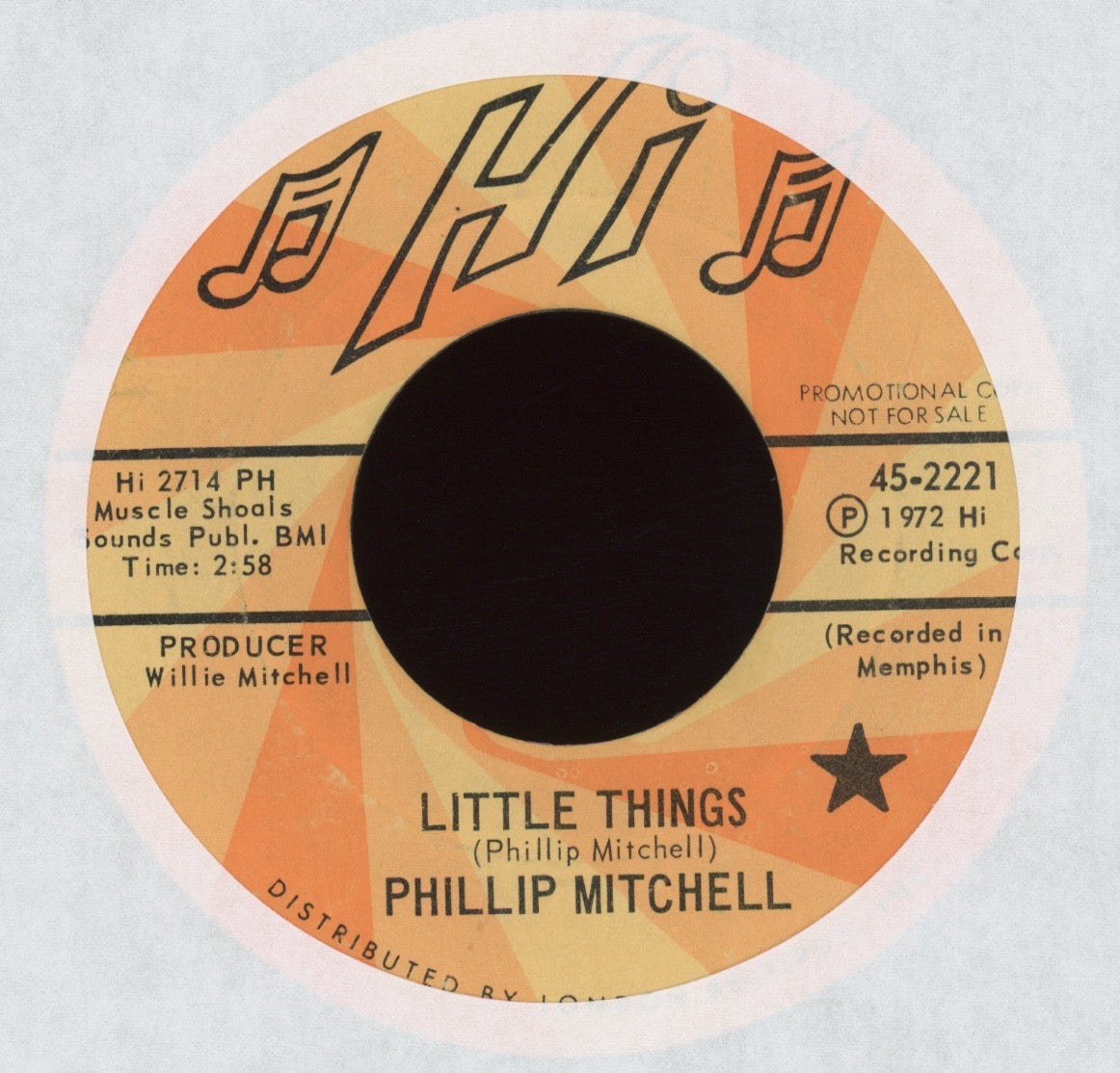 Phillip Mitchell - Little Things on Hi Promo 70's Soul 45