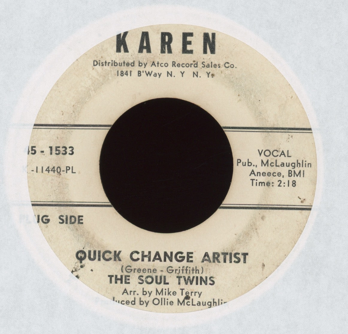 The Soul Twins - Quick Change Artist on Karen Promo Northern Soul 45