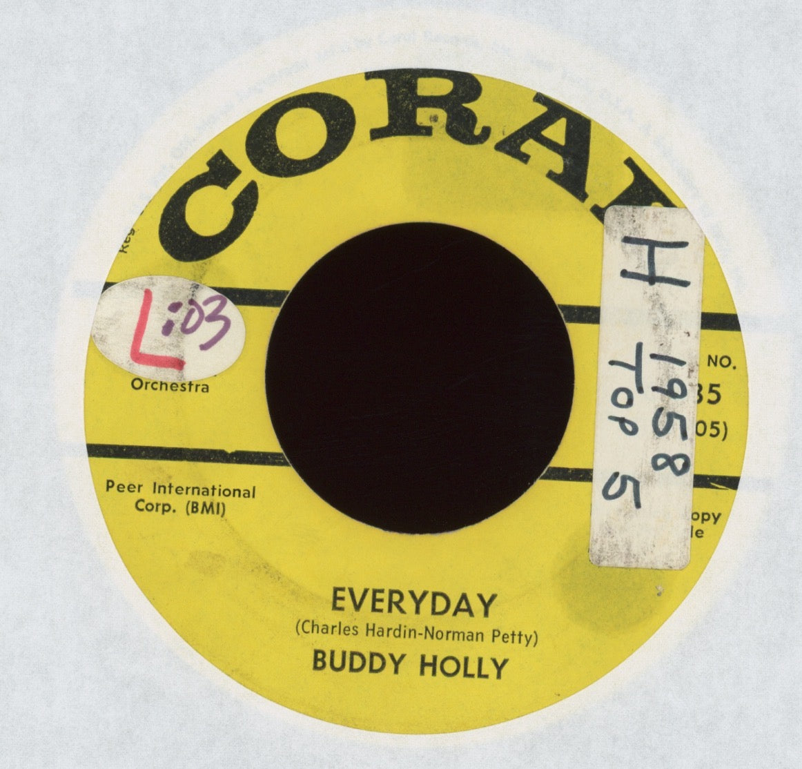Buddy Holly - Everyday / Peggy Sue on Coral Promo 45