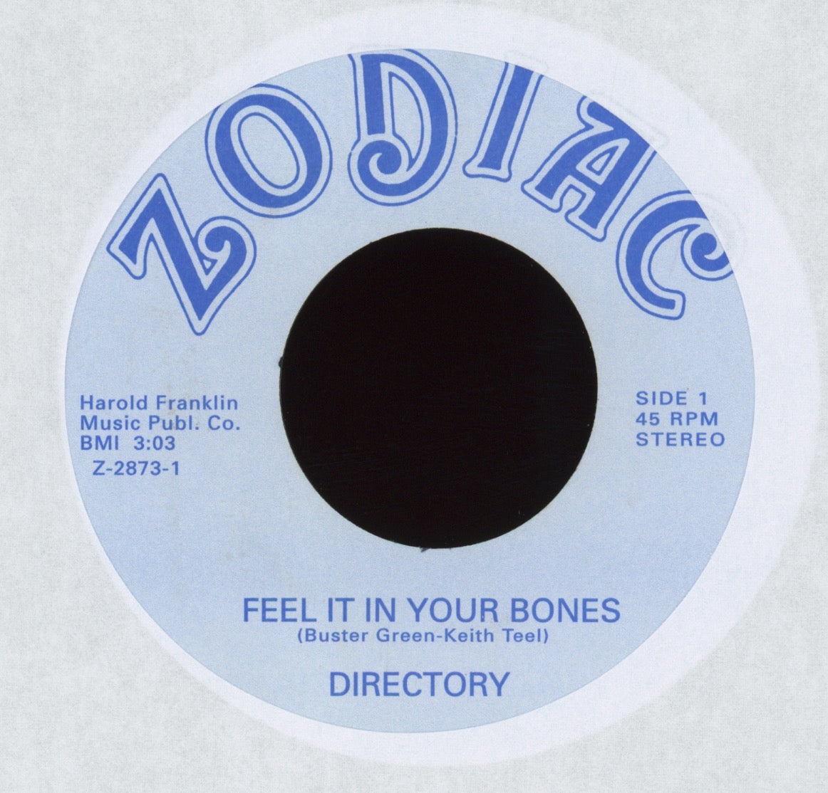Directory - Feel It In Your Bones on Zodiac Numero Reissue Funk 45