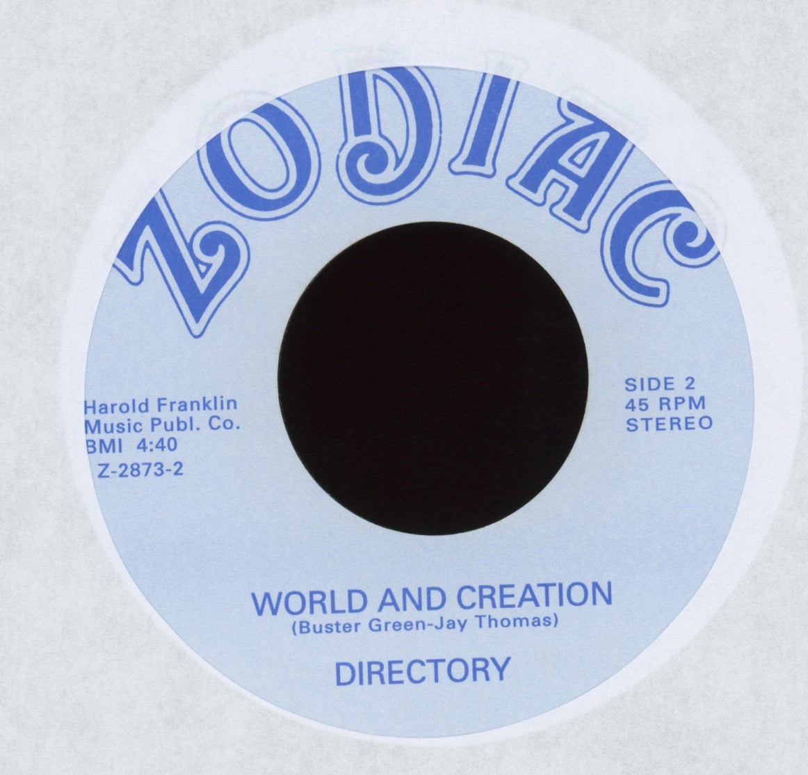 Directory - Feel It In Your Bones on Zodiac Numero Reissue Funk 45