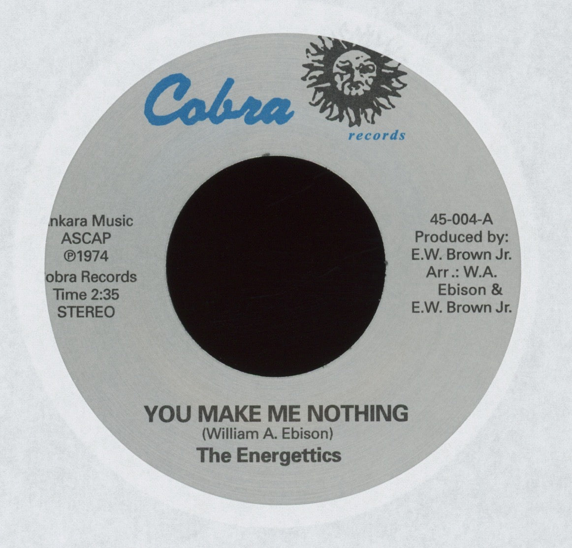Energetics - You Make Me Nothing on Cobra Numero Reissue Funk 45