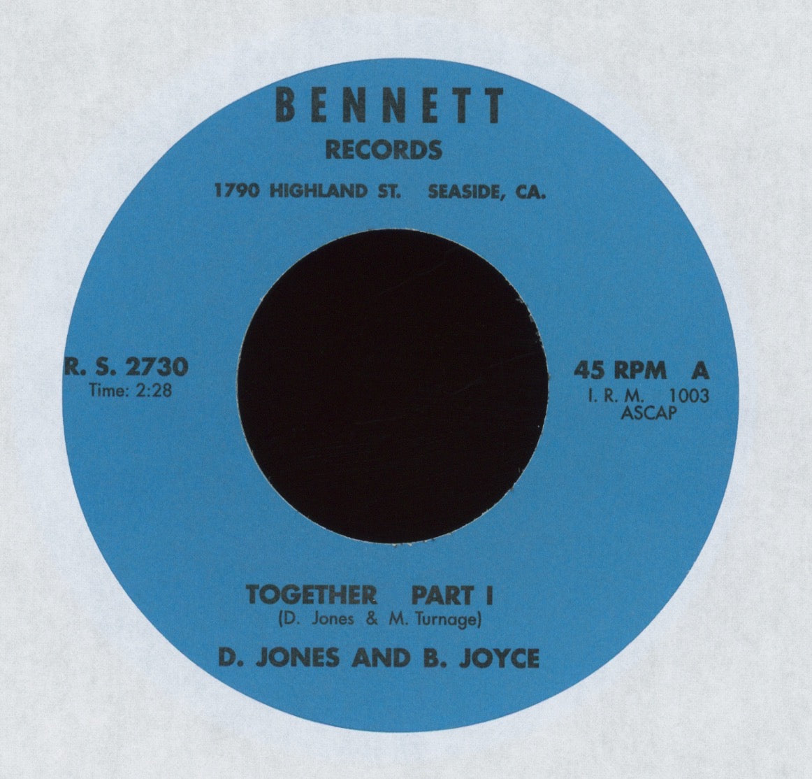 Dwight Jones - Together on Bennett Numero Reissue Funk 45