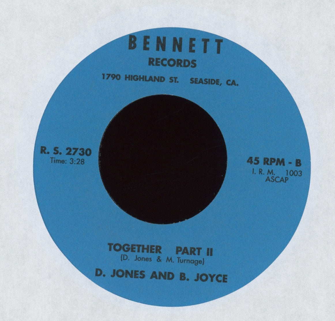 Dwight Jones - Together on Bennett Numero Reissue Funk 45