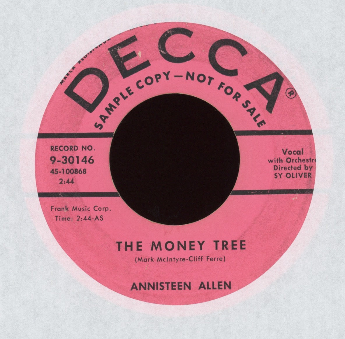 Annisteen Allen - Don't Nobody Move / The Money Tree on Decca Promo R&B 45