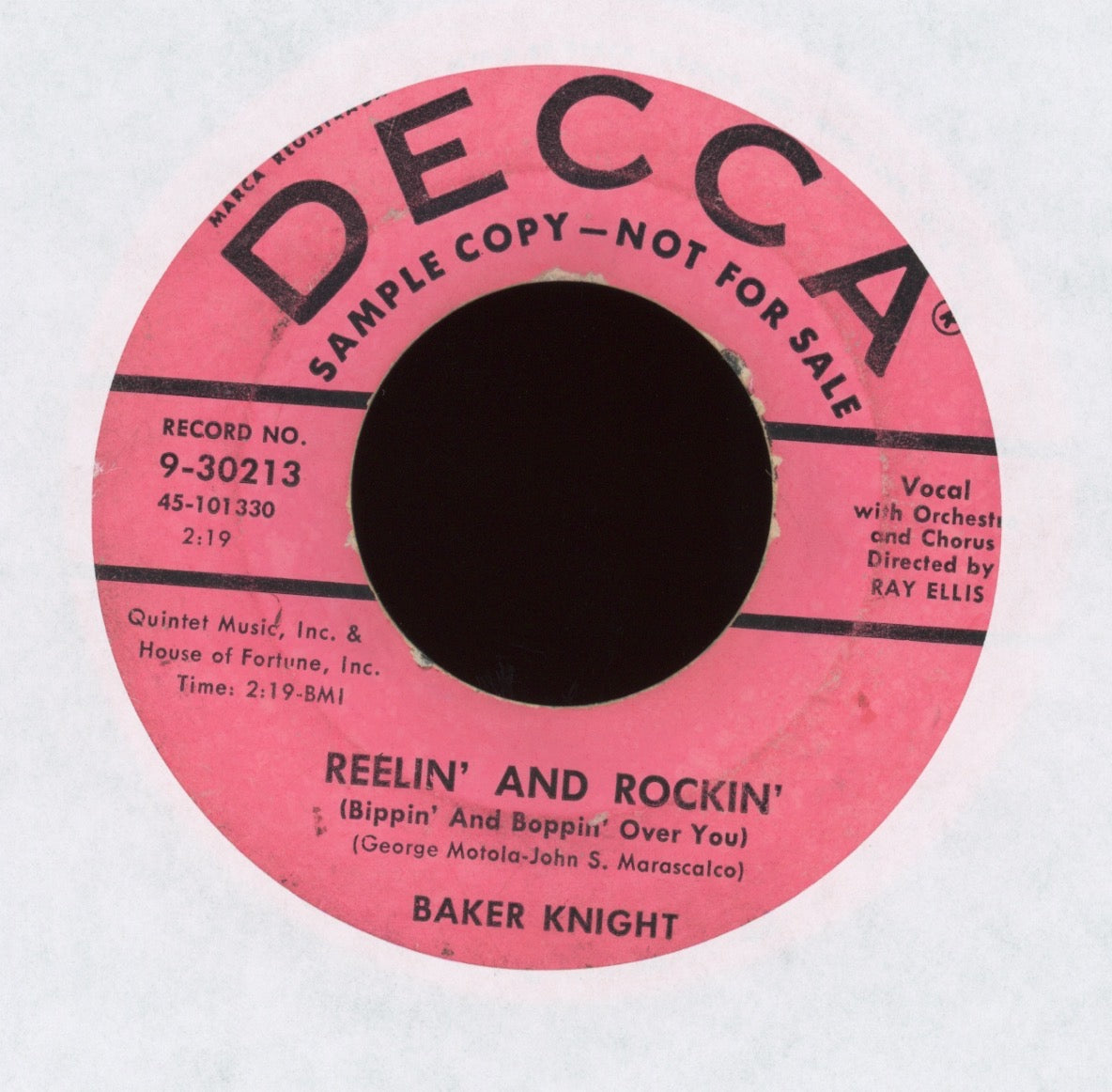 Baker Knight - Reelin' And Rockin' (Bippin' And Boppin' Over You) / When The Word Gets Around on Decca Promo Rockabilly 45
