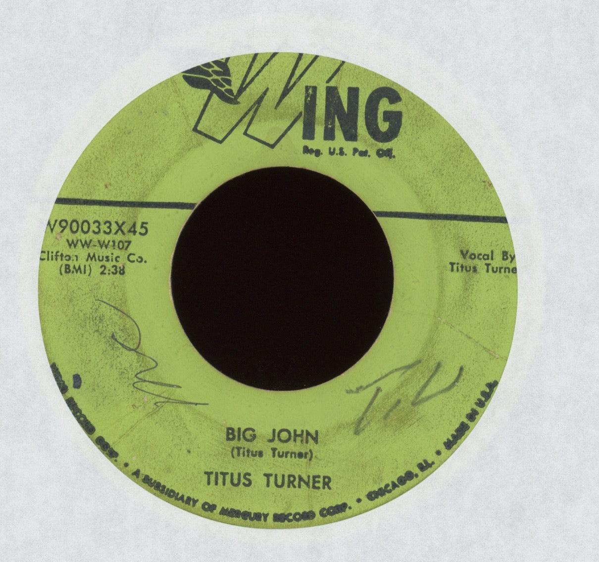 Titus Turner - Sweet And Low / Big John on Wing R&B Popcorn 45