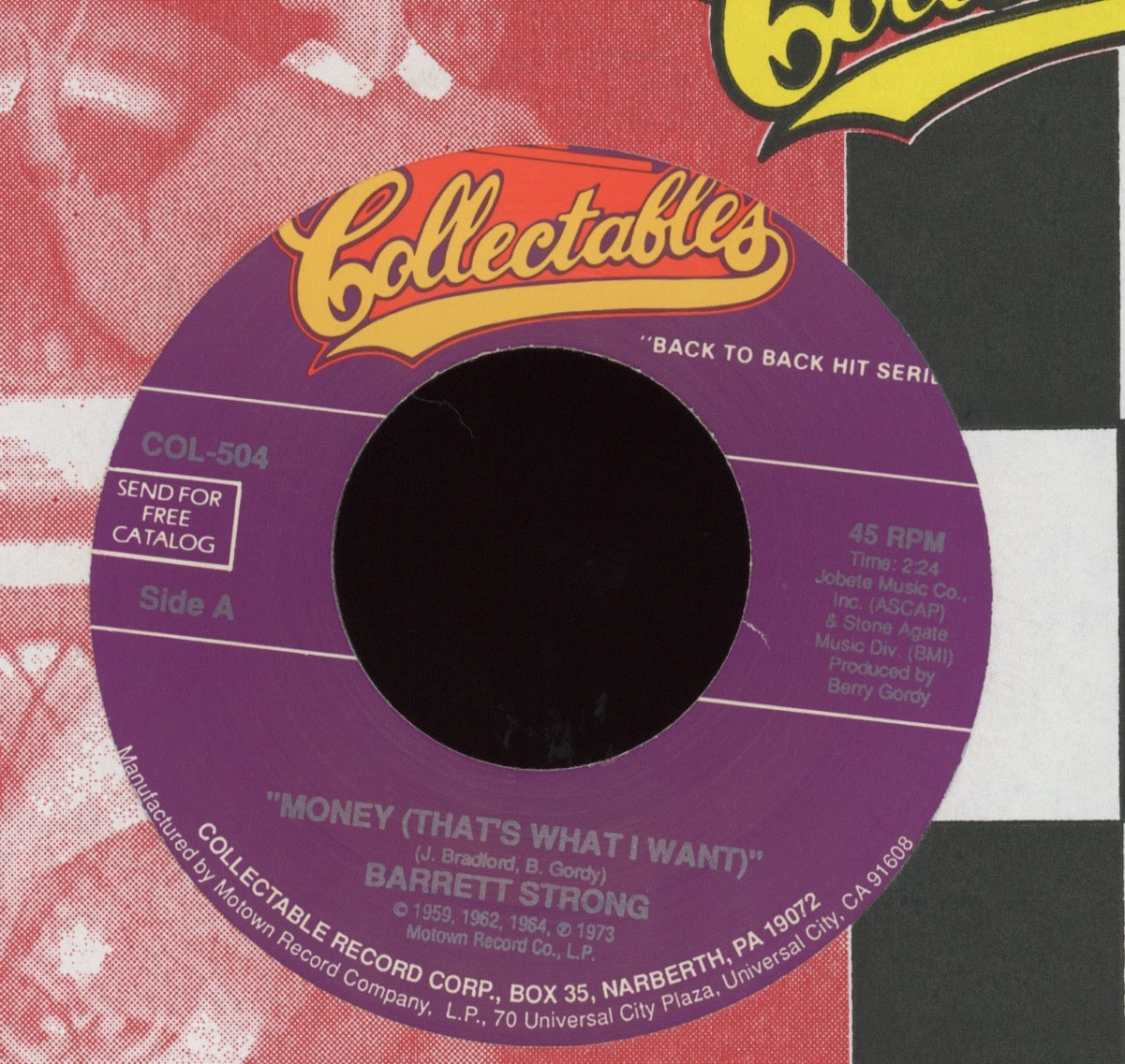 Barrett Strong - Money (That's What I Want) / Oh I Apologize on Collectables Soul 45 Reissue