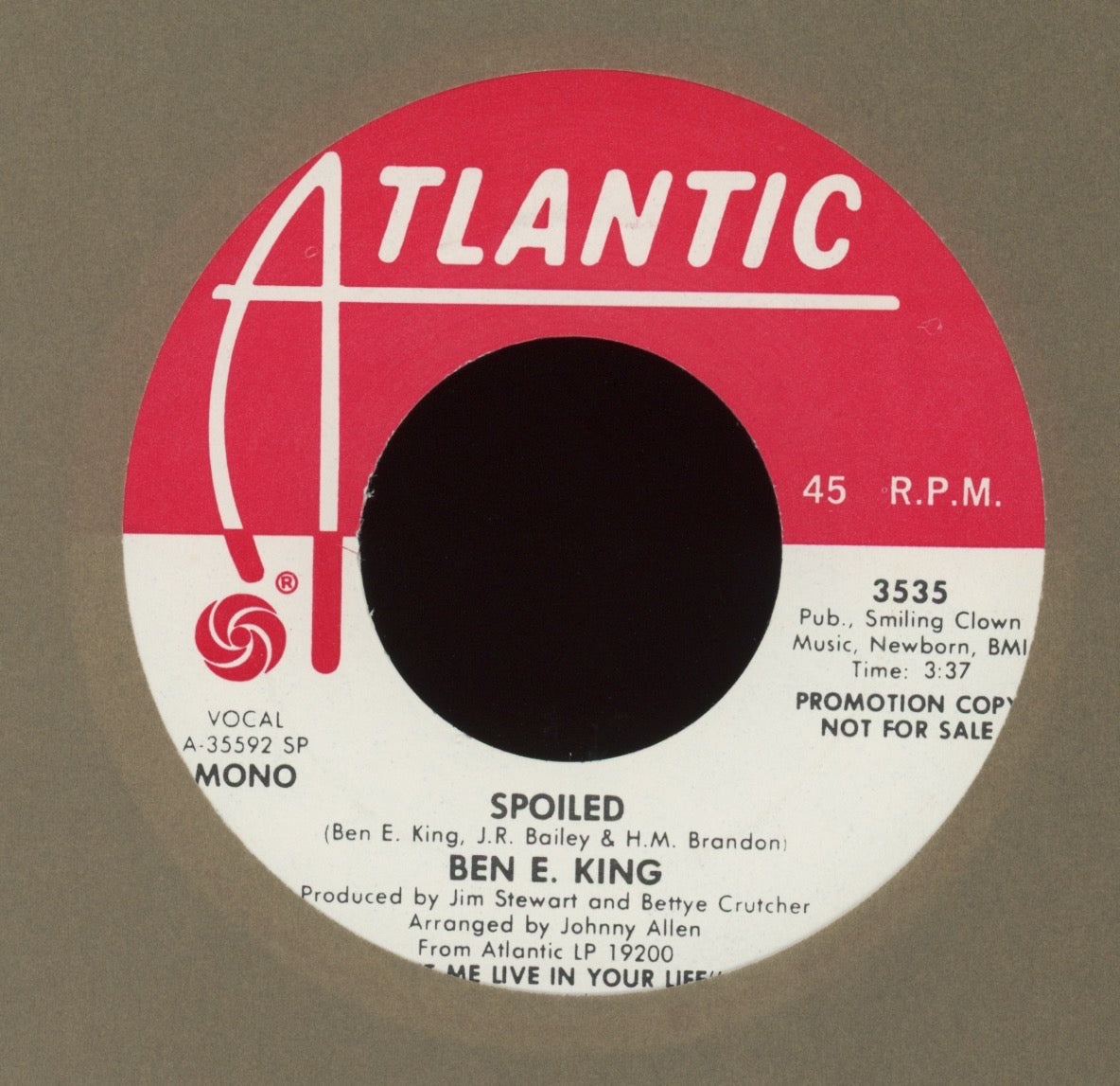 Ben E. King - Spoiled on Atlantic Promo Funk Soul 45