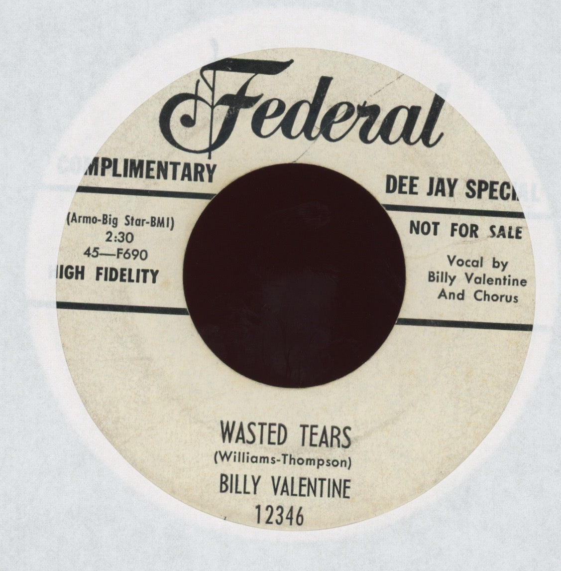 Billy Valentine - Cold Hearted Lover on Federal Promo R&B 45