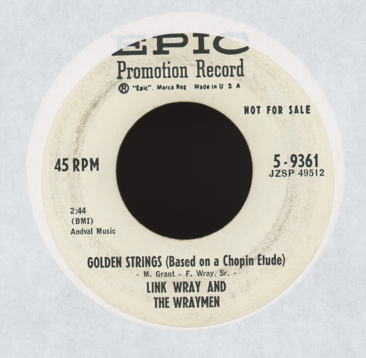 Link Wray And His Ray Men - Trail Of The Lonesome Pine on Epic Promo Instro Rockabilly 45