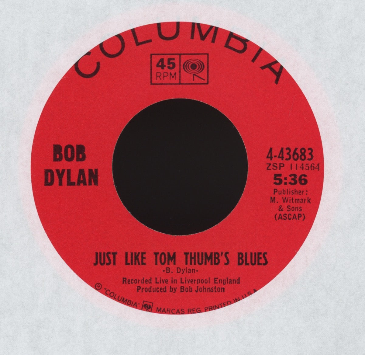 Bob Dylan - I Want You on Columbia 45 With Picture Sleeve
