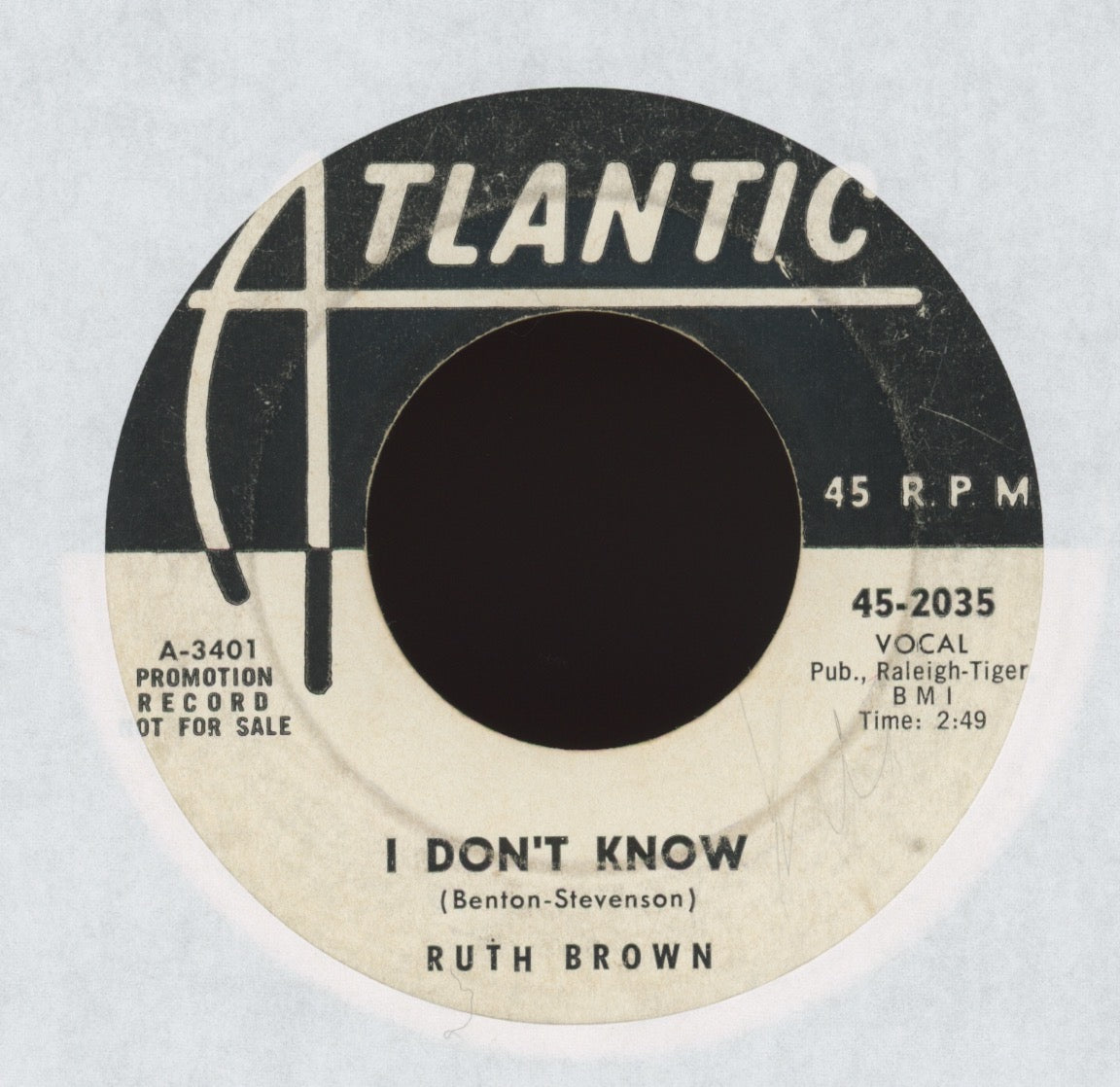 Ruth Brown - I Don't Know on Atlantic Promo R&B Popcorn 45