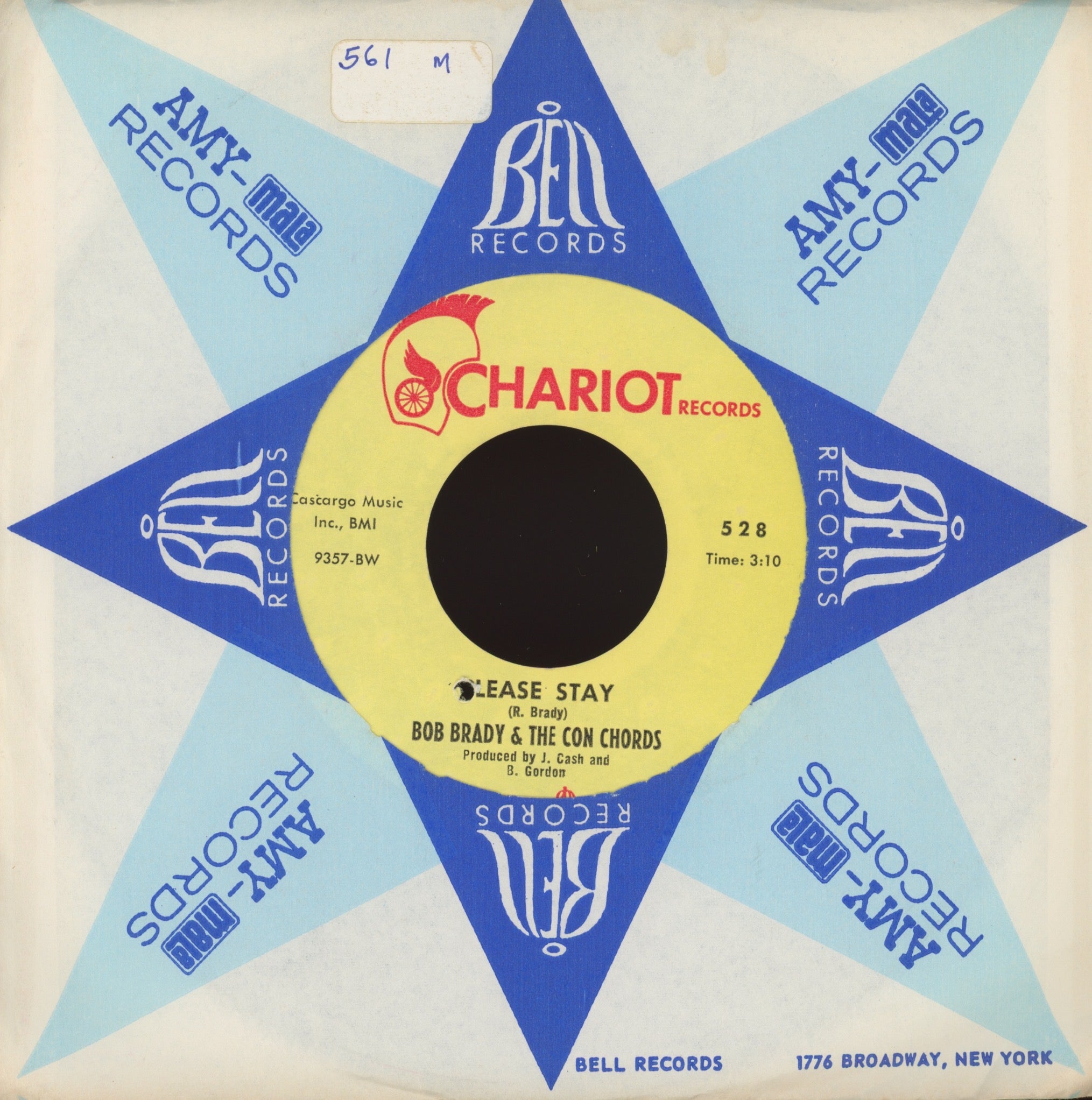 Bob Brady & The Con Chords - Savin' All My Love For You on Chariot Northern Soul 45