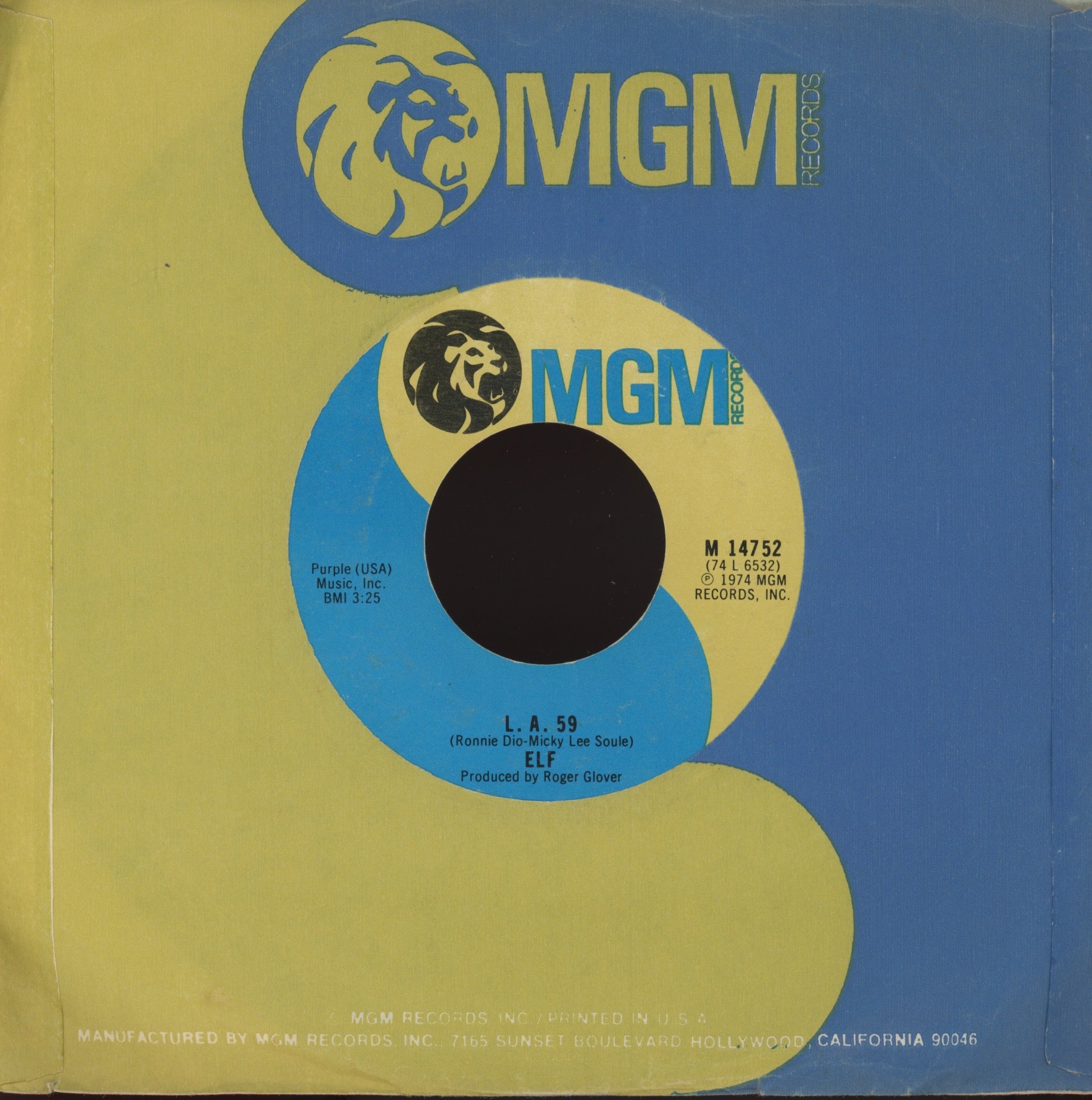 ELF - L.A. 59 on MGM Rock 45 Ronnie James Dio