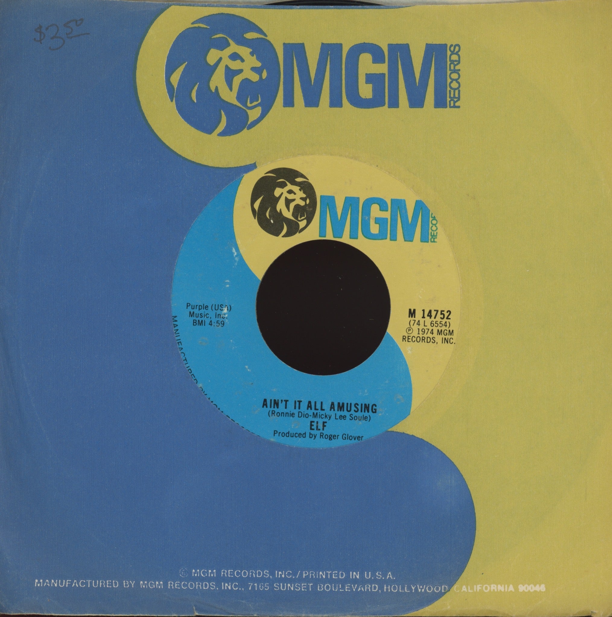 ELF - L.A. 59 on MGM Rock 45 Ronnie James Dio