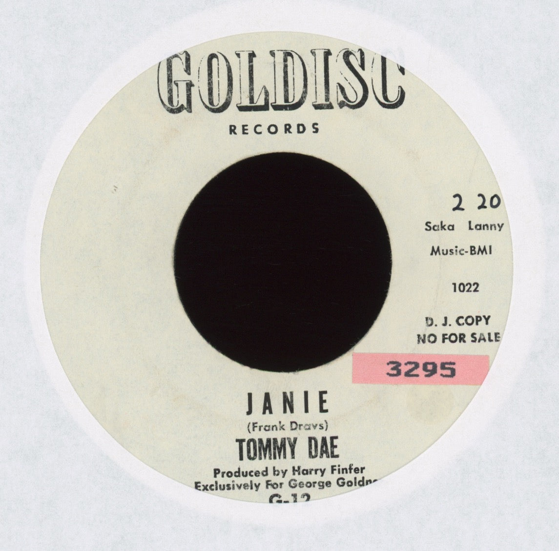 Tom Dae - Janie / It Was A Lie on Goldisc Promo Teen R&B Doo Wop 45
