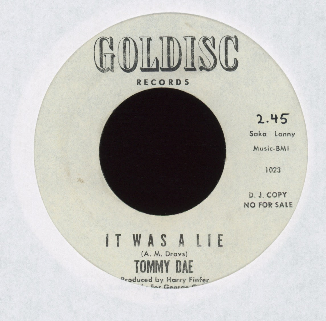 Tom Dae - Janie / It Was A Lie on Goldisc Promo Teen R&B Doo Wop 45
