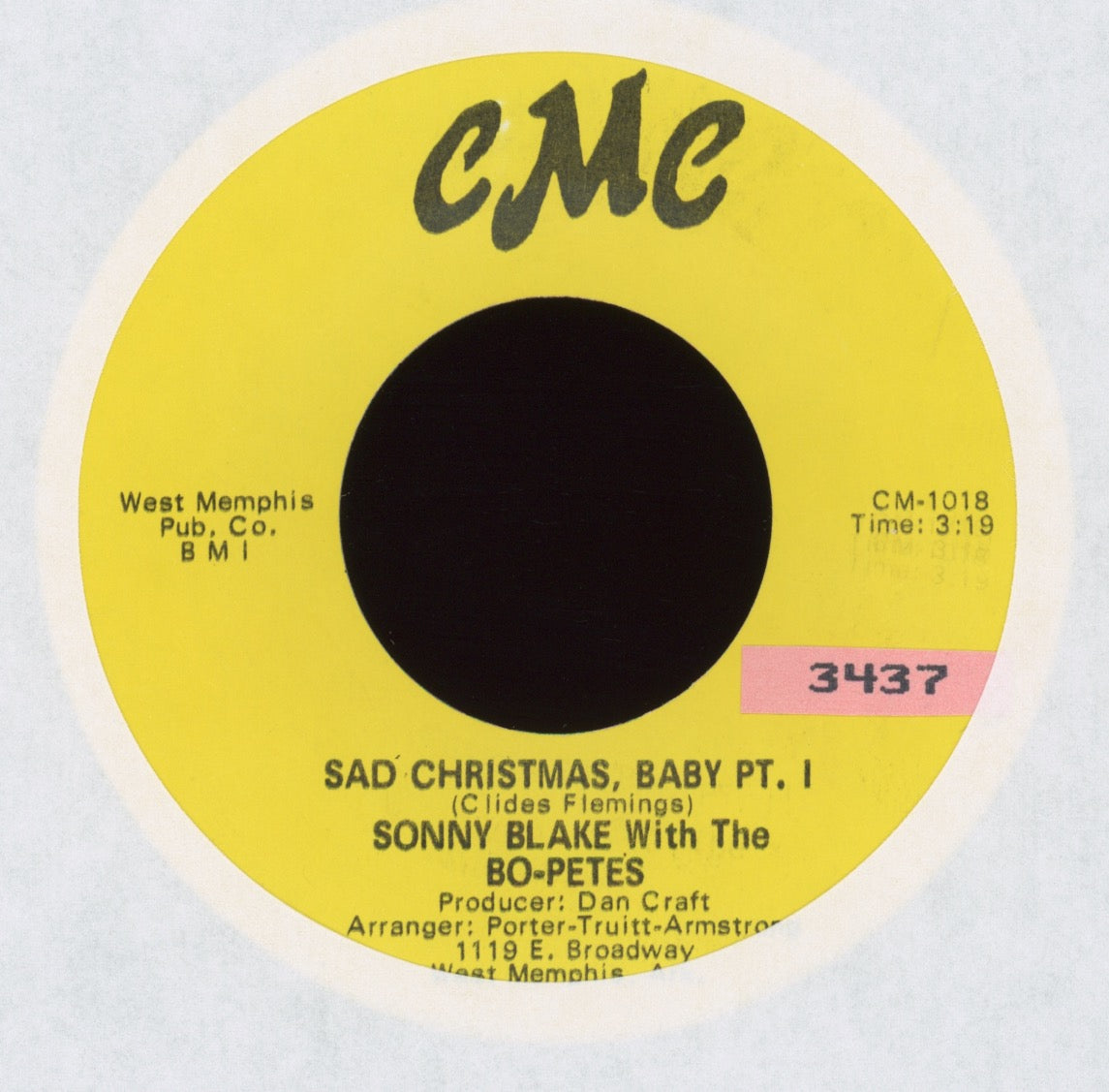 Sonny Blake - Sad Christmas, Baby on CMC Blues 45