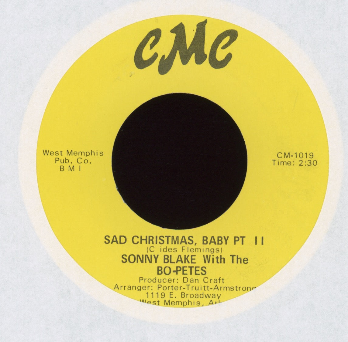 Sonny Blake - Sad Christmas, Baby on CMC Blues 45